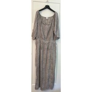 Lascana Venus Womens Dress Gray Front Tie Maxi‎ Scoop Neck 3/4 Sleeve Boho XL